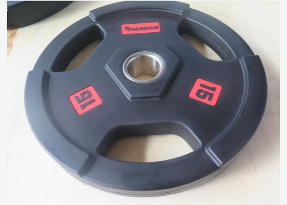 لوحات الوزن السوداء المطاط بو الحديد / لوحات رفع الأثقال 2.5 - 25 كلغ